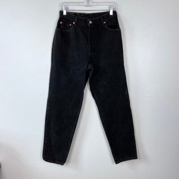 Levi's Denim - Levi's 550 Relaxed Fit Tapered Leg Jeans Black Cotton 90s '99 Y2k Vintage Sz 12